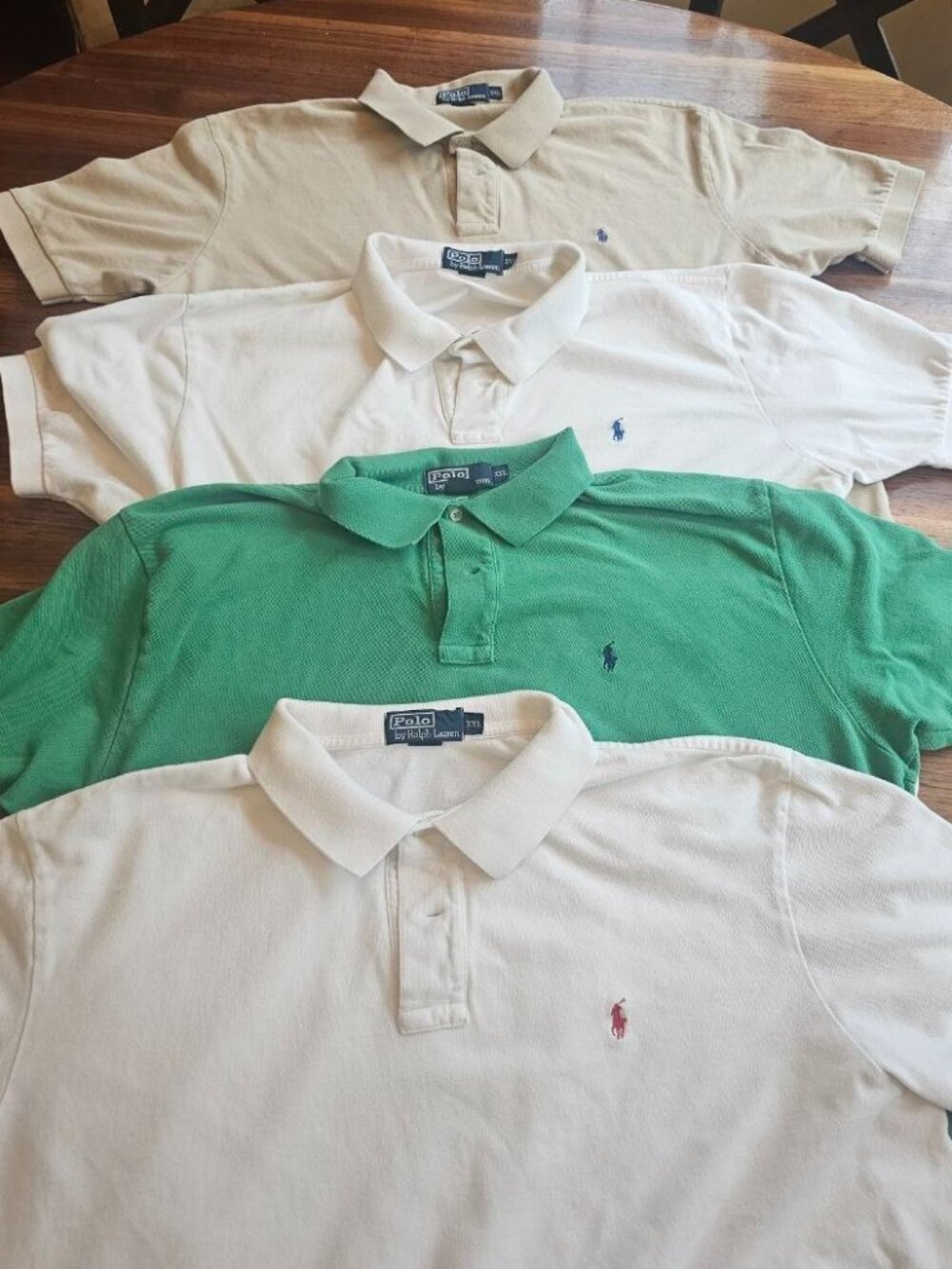(4) Ralph Lauren Polo Shirts Mens Size XXL (White, Tan, Green, White)